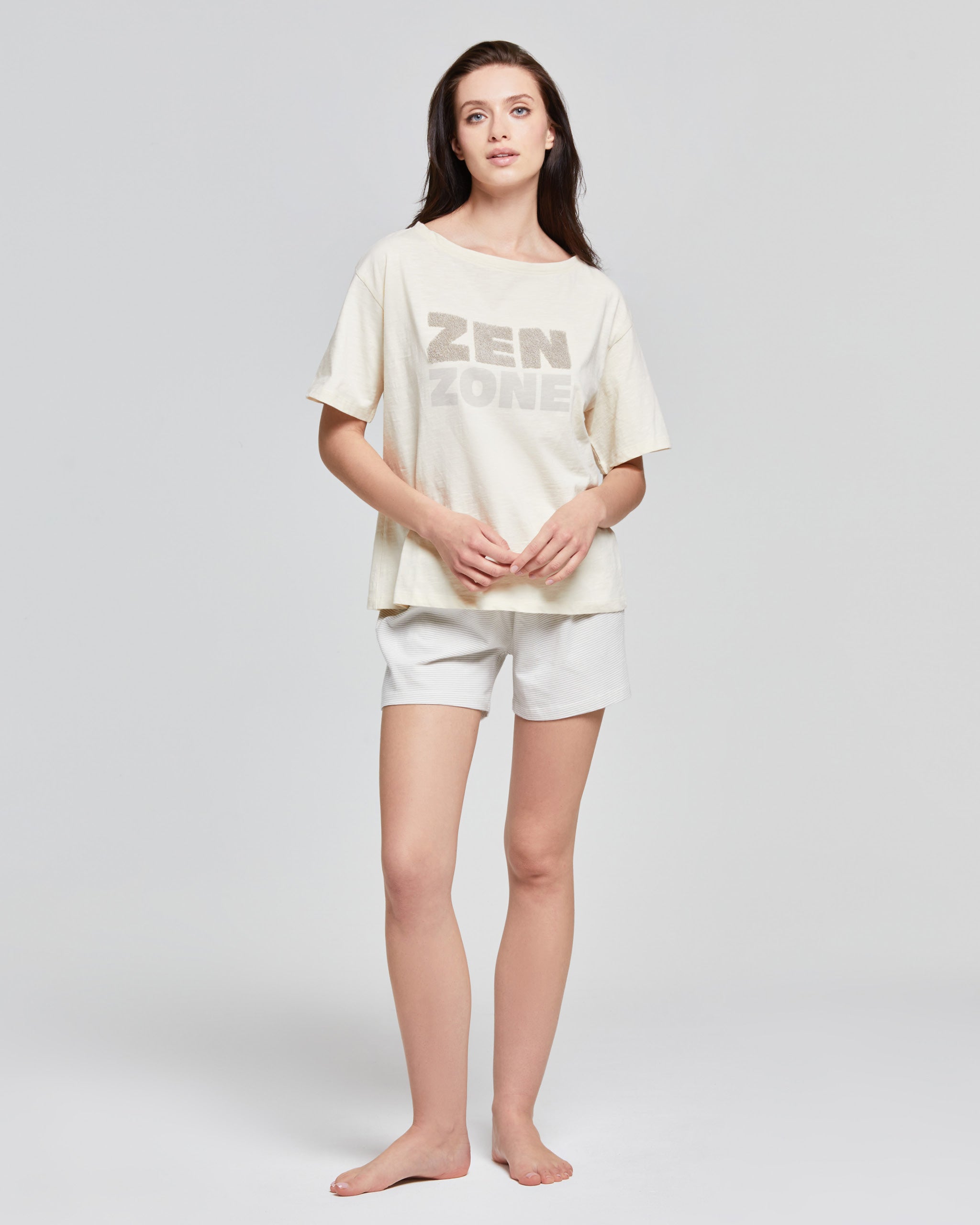 Set Pigiama Donna In Popeline Di Cotone - Maglietta E Pantaloncini, Comodo E Traspirante - Foto 8