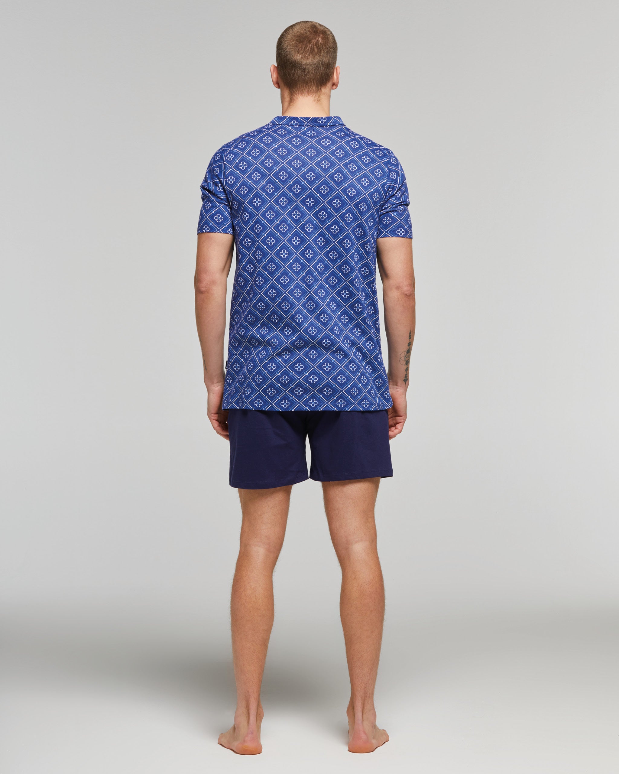 Pigiama Uomo POMPEA - Set Maglia E Pantaloncino Corto, 100% Cotone, Comfortabile, Made In India - Foto 5