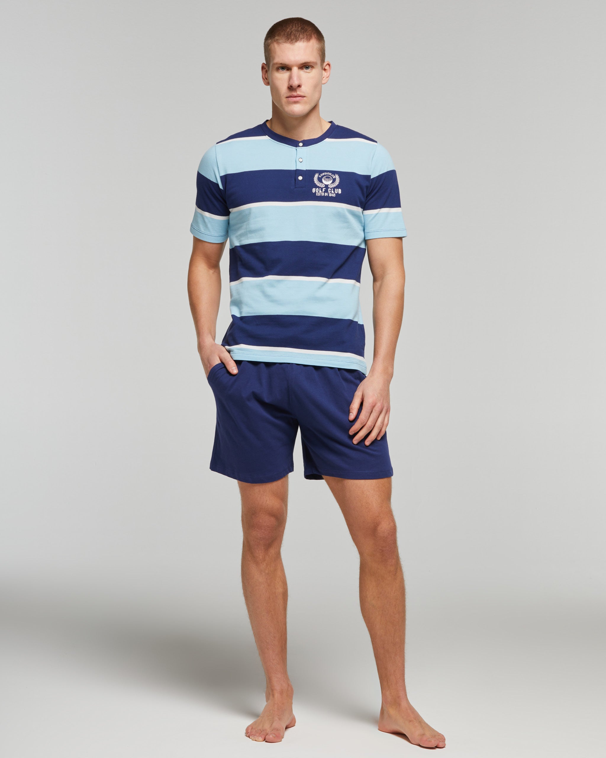 Sanraflic Pigiama Corto Da Uomo In Raso, A Maniche Corte, Con - Foto 3