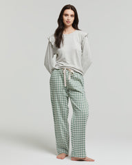 Pyjama long en viscose et flanelle Pivoine