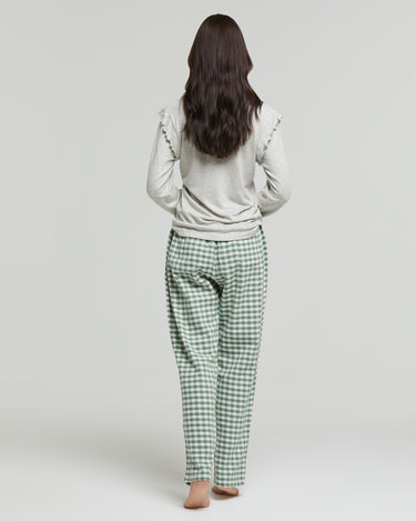 Pigiama lungo viscosa e flanella Peonia