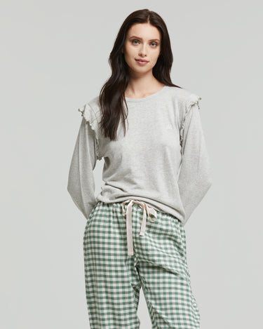 Pigiama lungo viscosa e flanella Peonia