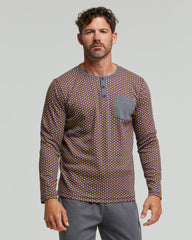 Safranfarbener langer Pyjama aus Interlock-Baumwolle
