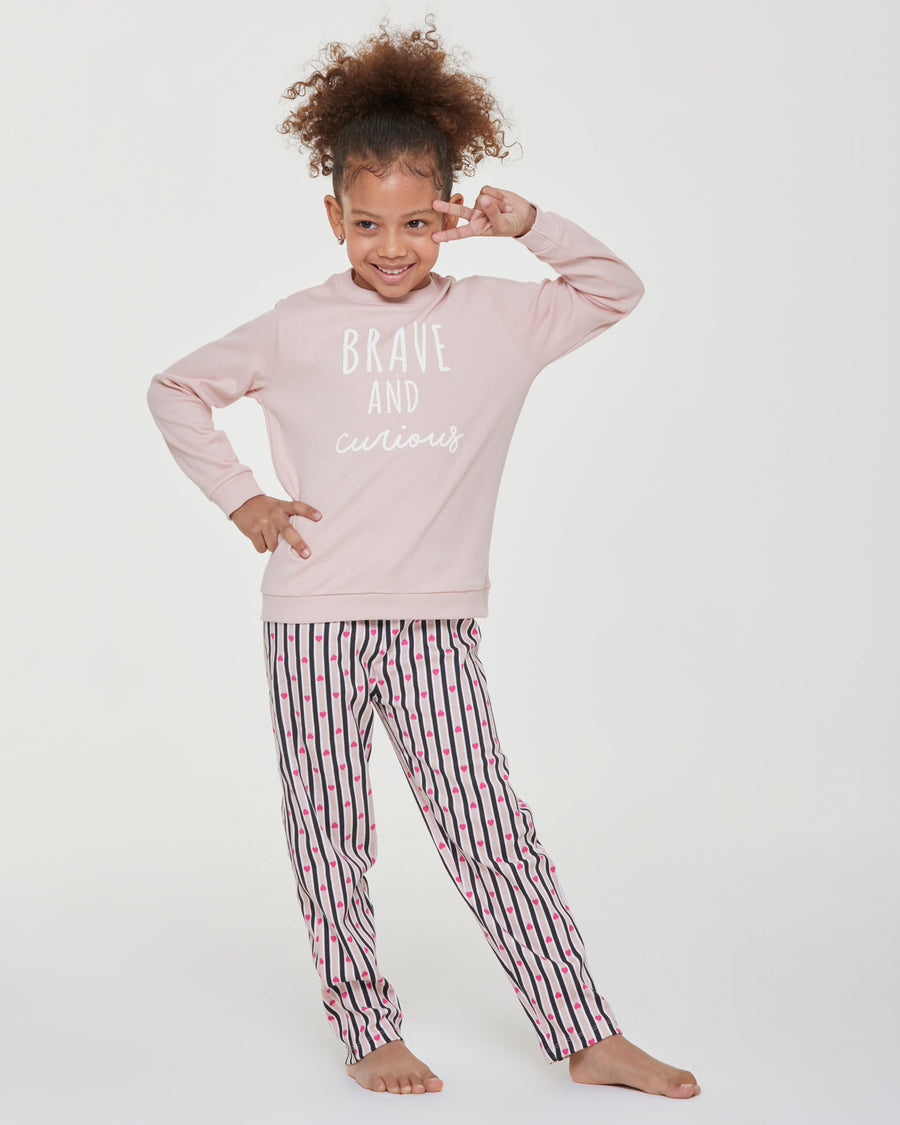 Pyjama long en coton interlock Celeste