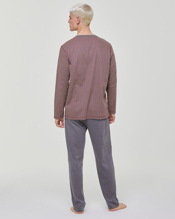 Safranfarbener langer Pyjama aus Interlock-Baumwolle