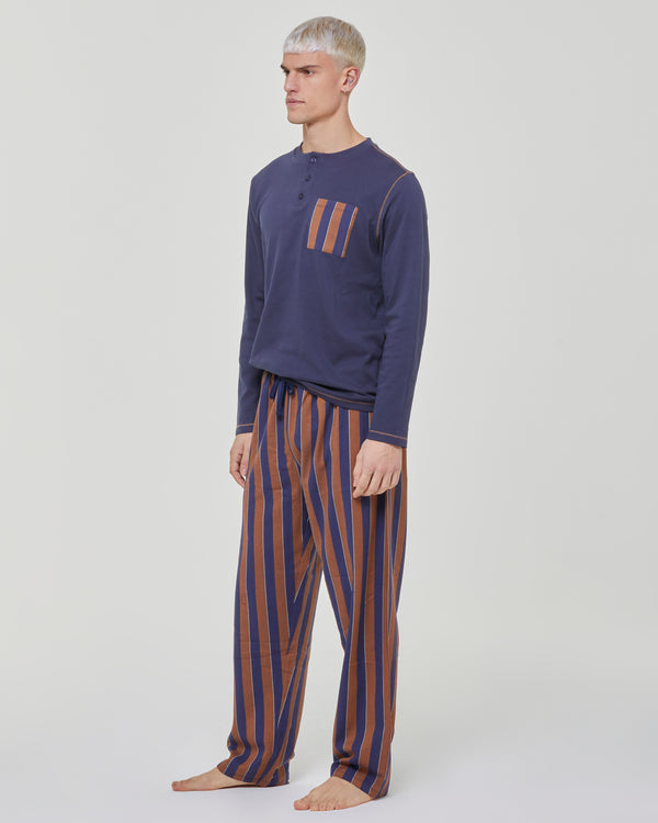Langer Pyjama aus Interlock-Baumwolle in Ingwer