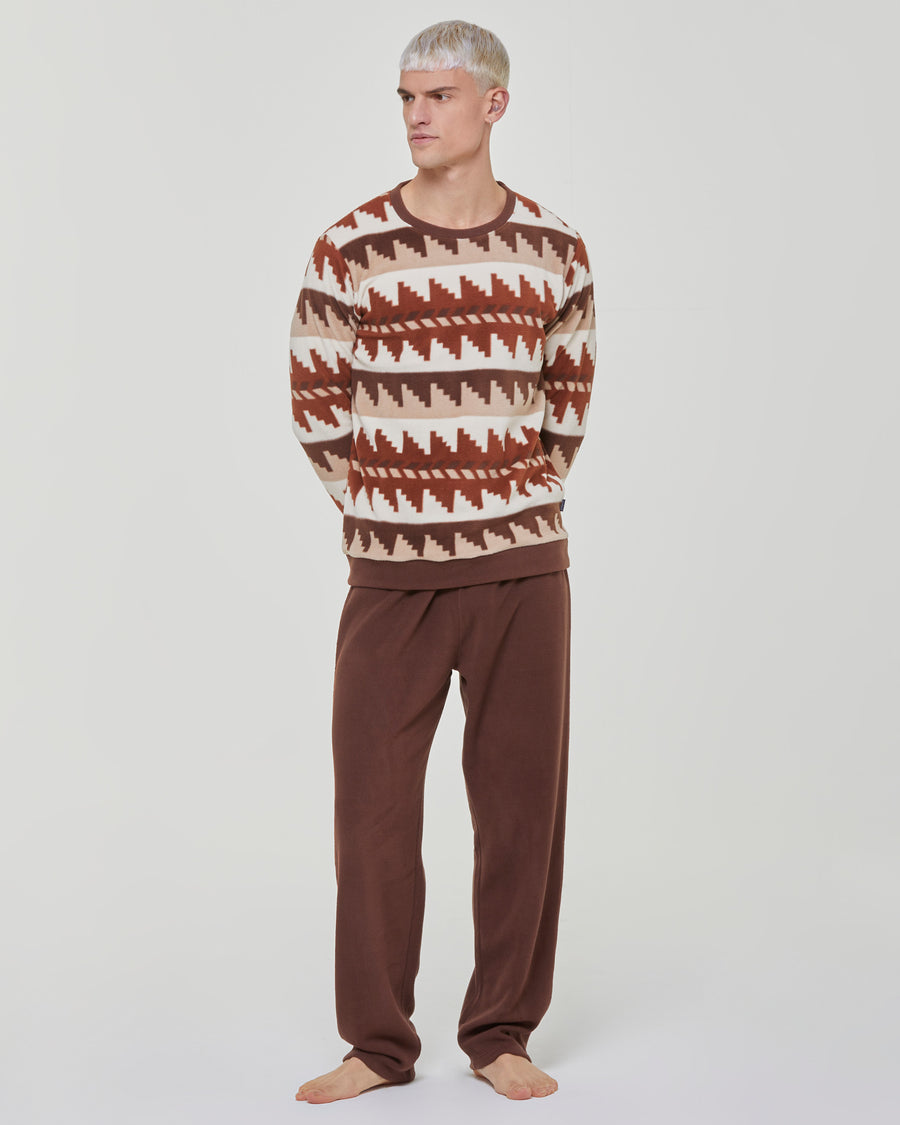 Cacao micropolar fleece long pyjamas