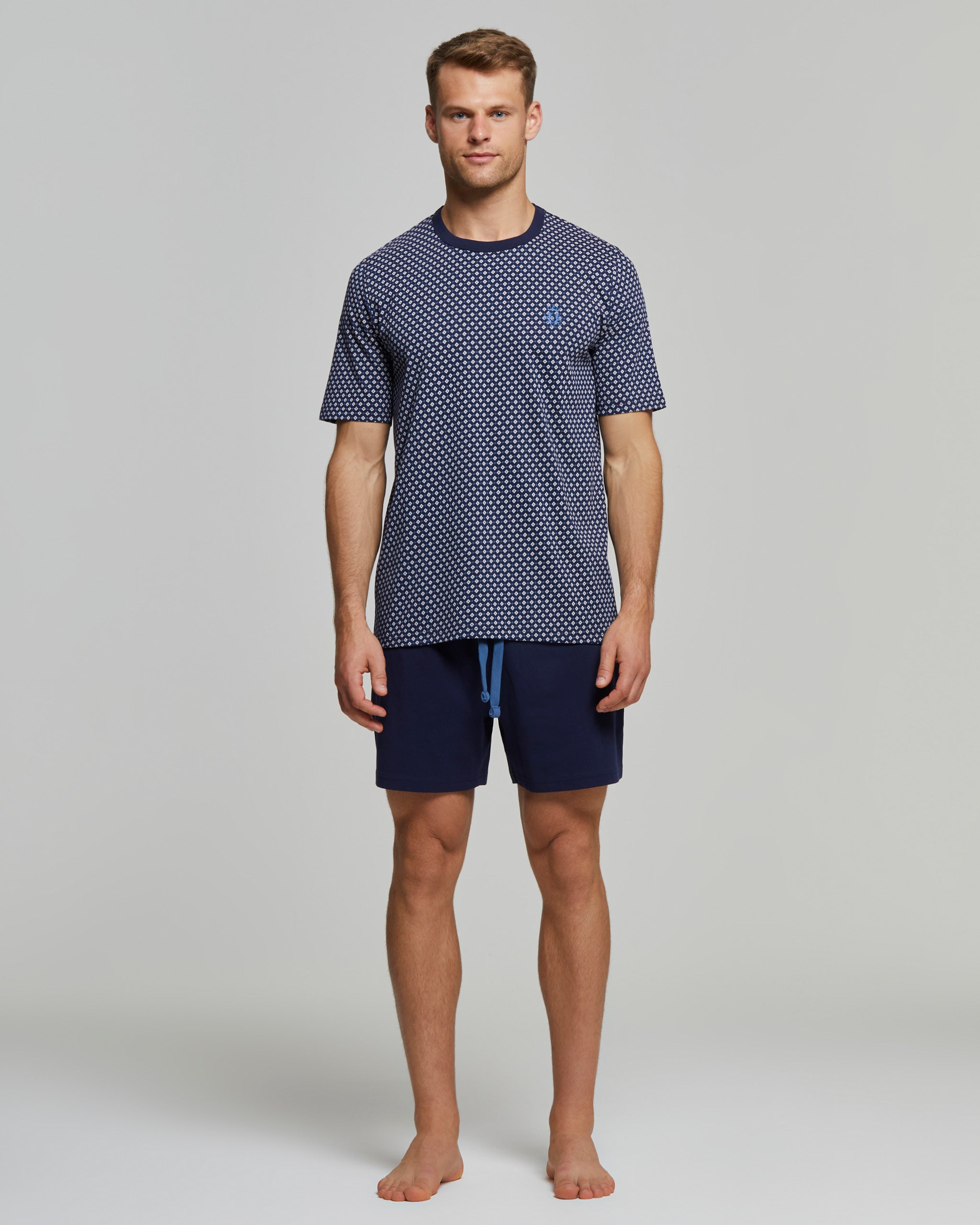 Pigiama Uomo POMPEA - Set Maglia E Pantaloncino Corto, 100% Cotone, Comfortabile, Made In India - Foto 8