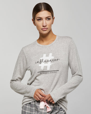 Pyjama long blanc en viscose et flanelle