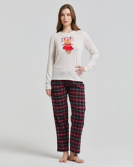 Pyjama long en viscose et flanelle de Belgique