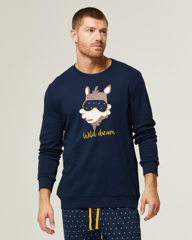 Pigiama lungo caldo cotone uomo Wolf