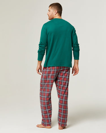 Langer Herren-Schlafanzug aus warmer Baumwolle und Flanell mit XMAS-Motiv