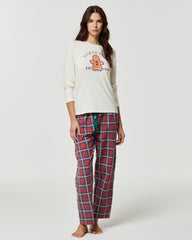Pijama largo de viscosa y franela para mujer XMAS