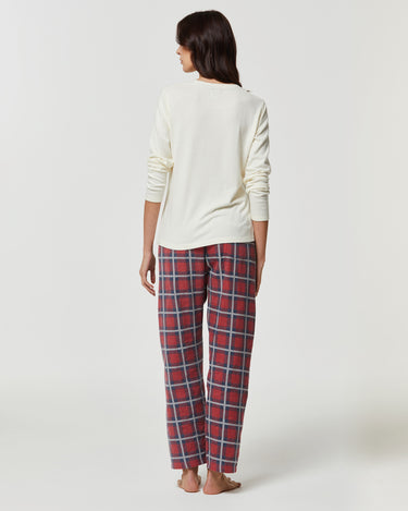 Langer Schlafanzug aus Viskose und Flanell für Damen XMAS