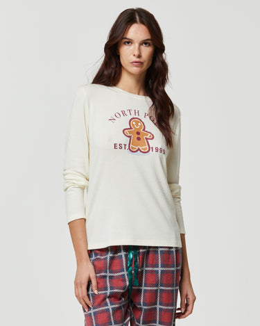 Langer Schlafanzug aus Viskose und Flanell für Damen XMAS