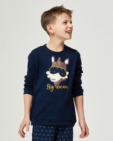 Warm long cotton pajama for boy Wolf
