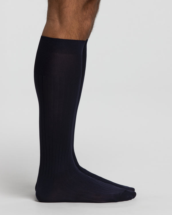 Long ultra-resilient ribbed microfibre socks 