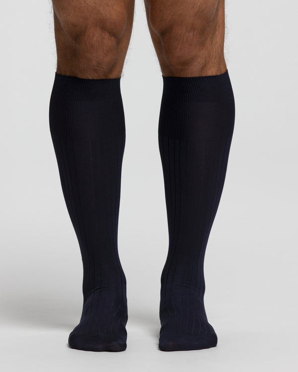 Long ultra-resilient ribbed microfibre socks 