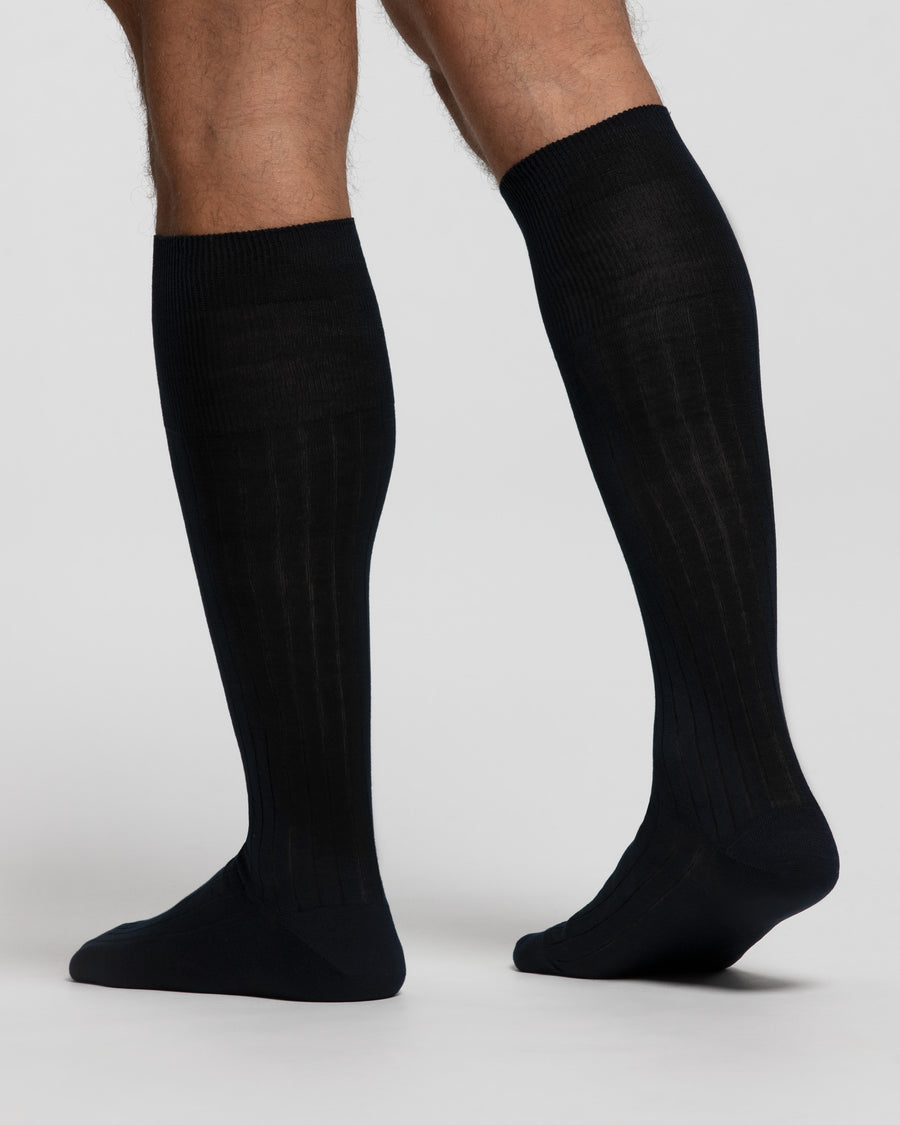 Long Scottish Lisle cotton ribbed socks 