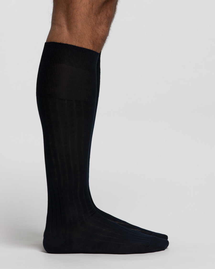 Long Scottish Lisle cotton ribbed socks 