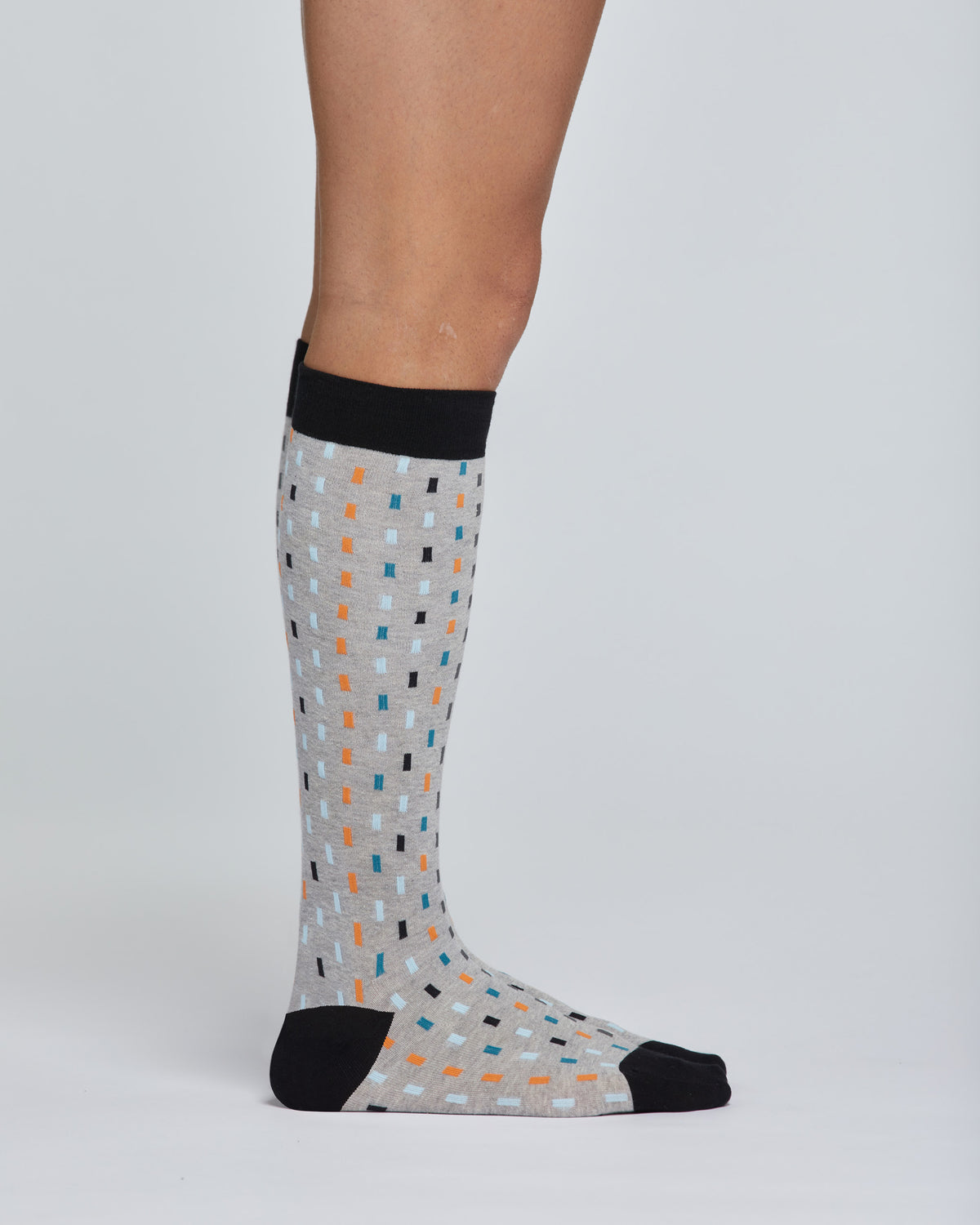 CAMILLO LONG COTTON SOCKS WITH CHECKED PATTERN 