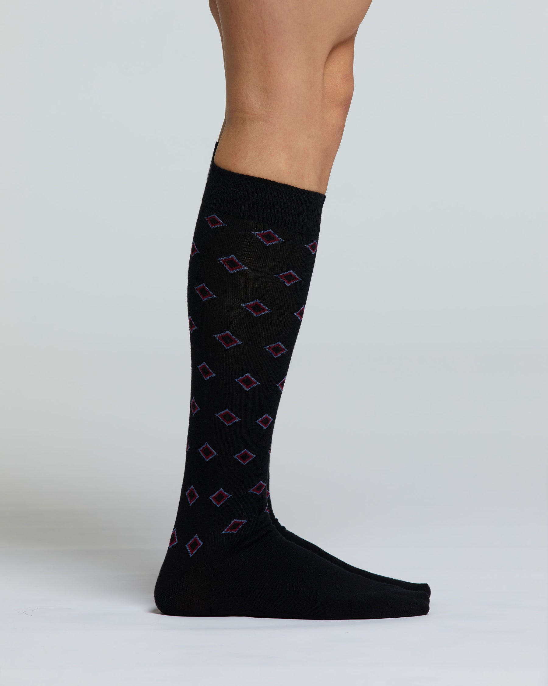 LONG CRISPINO COTTON SOCK WITH DIAMOND PATTERN