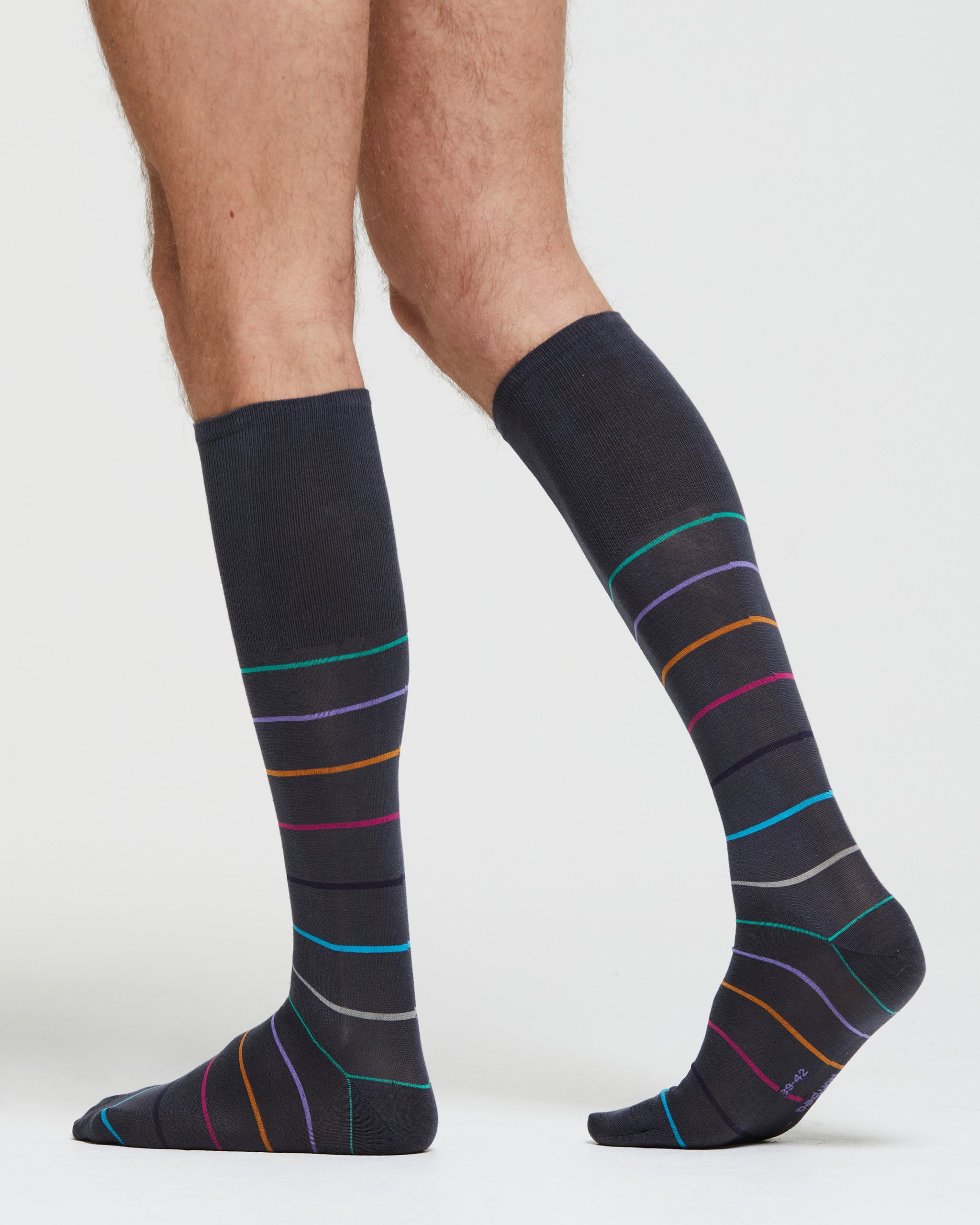 CHAUSSETTES LONGUES EN COTON DOMENICO À MOTIF RAYÉ