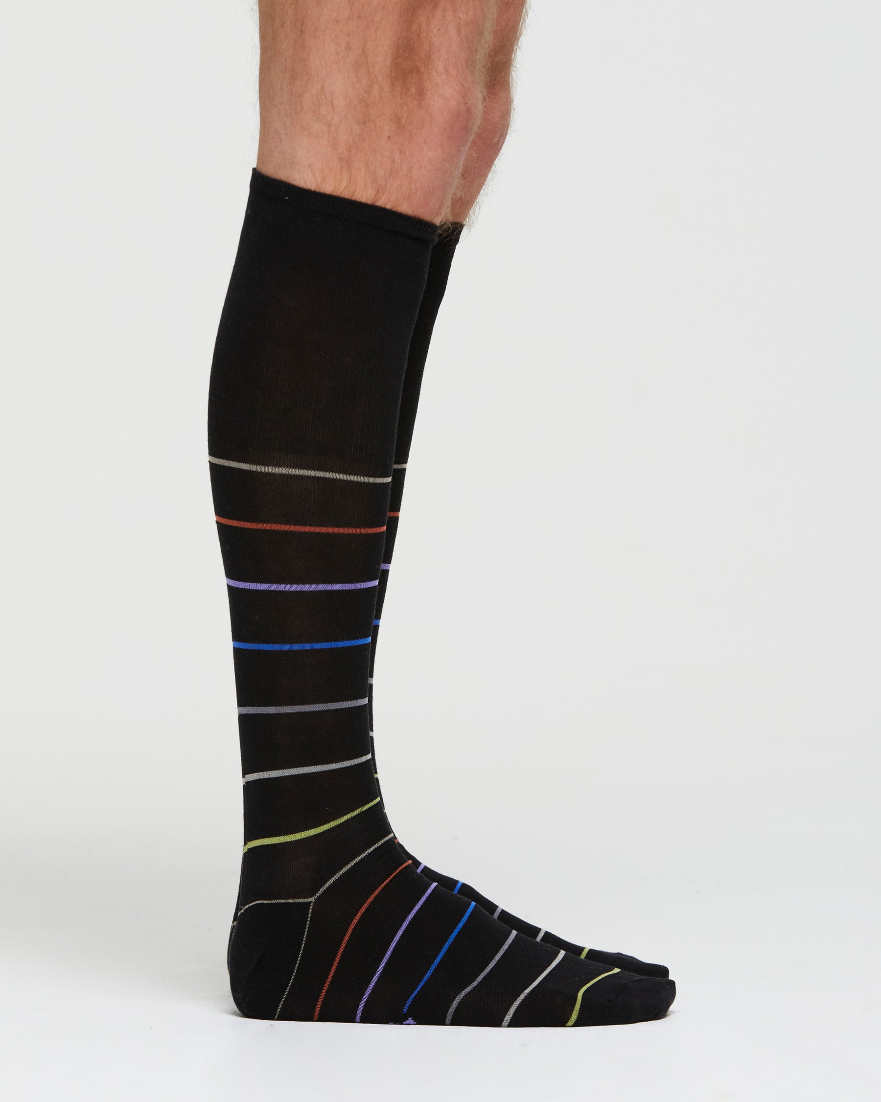 DOMENICO COTTON LONG SOCKS WITH STRIPE PATTERN