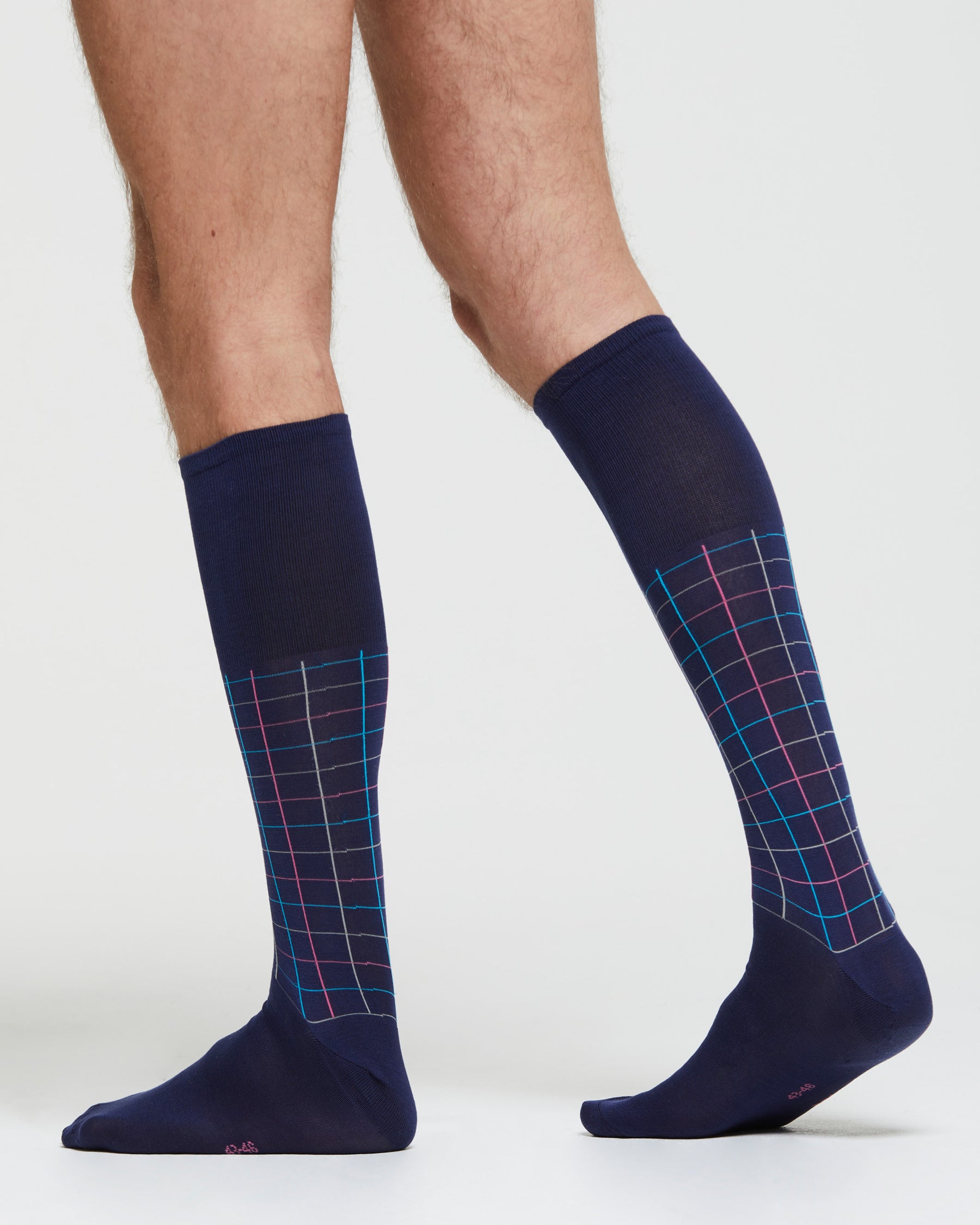 MARCO COTTON LONG SOCK WITH CHECK PATTERN