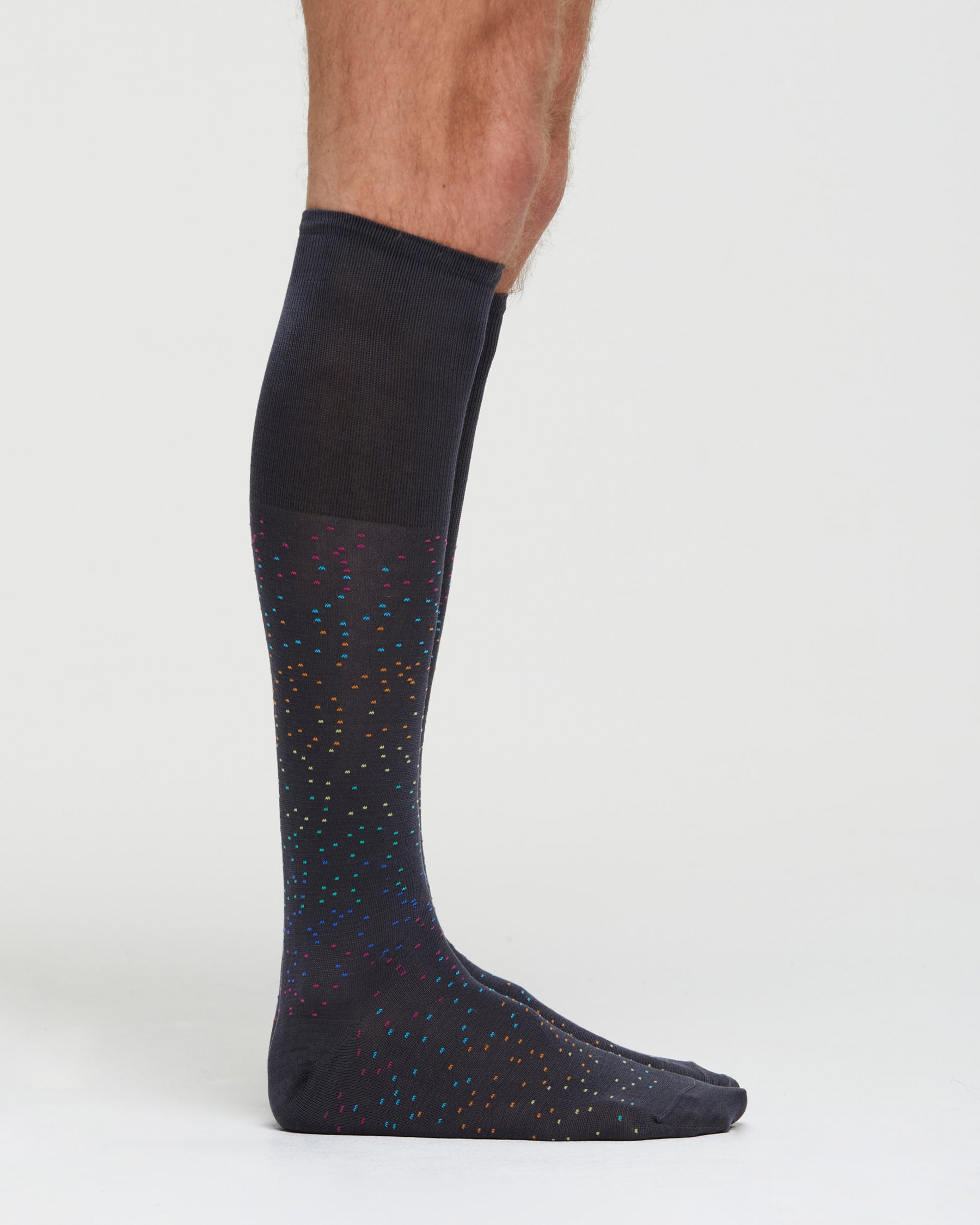 NICOLÒ COTTON LONG SOCKS WITH IRREGULAR MULTICOLOURED POLKA DOT PATTERN