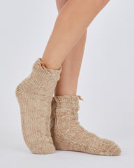 STRICKSOCKEN MIT SEITLICHER SAMTSCHLEIFE