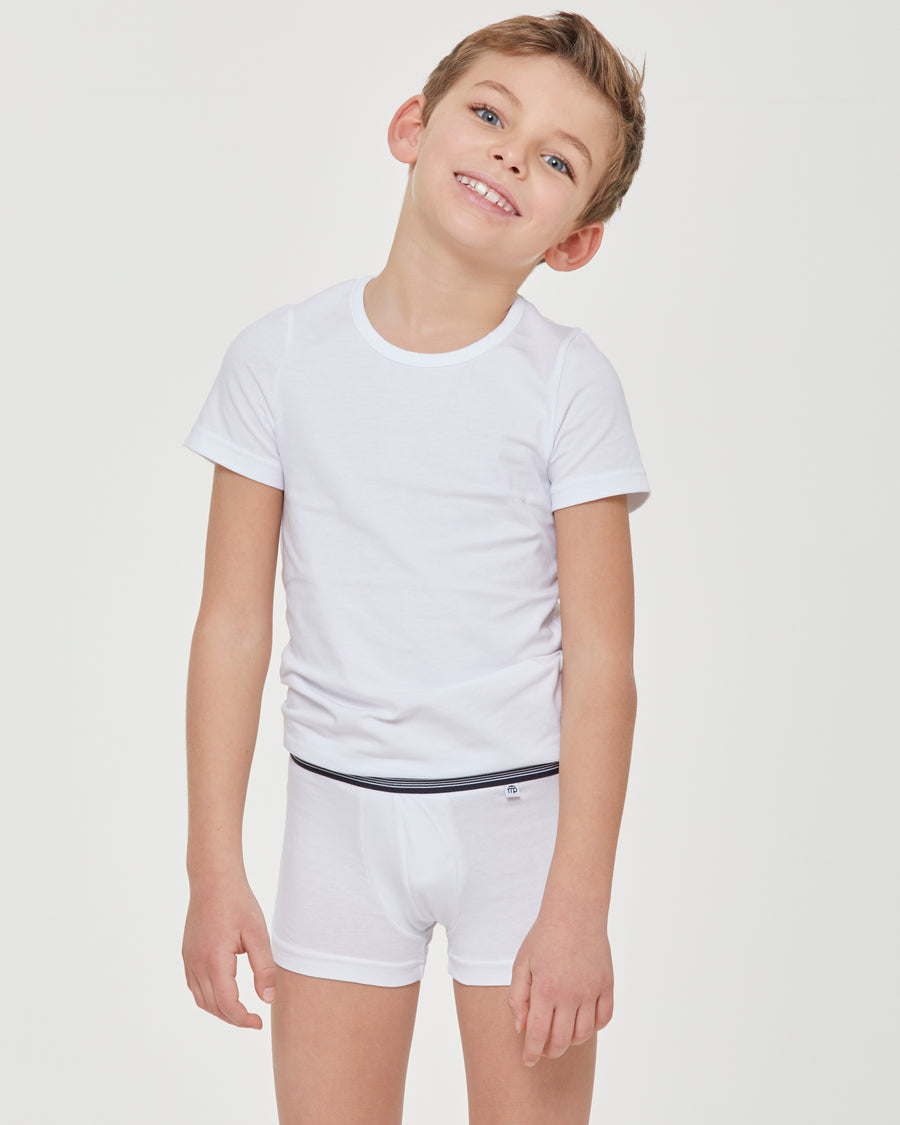 Boxer bimbo in cotone organico con elastico a righe