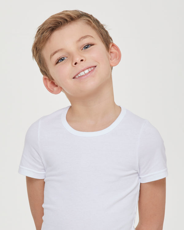 T-shirt garçon col rond en coton biologique chaud