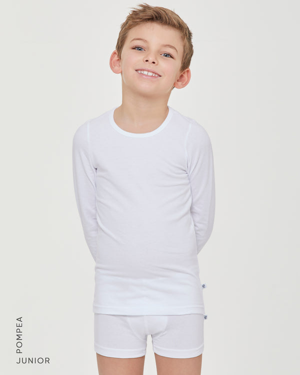 Boys warm organic cotton long-sleeve crew neck top