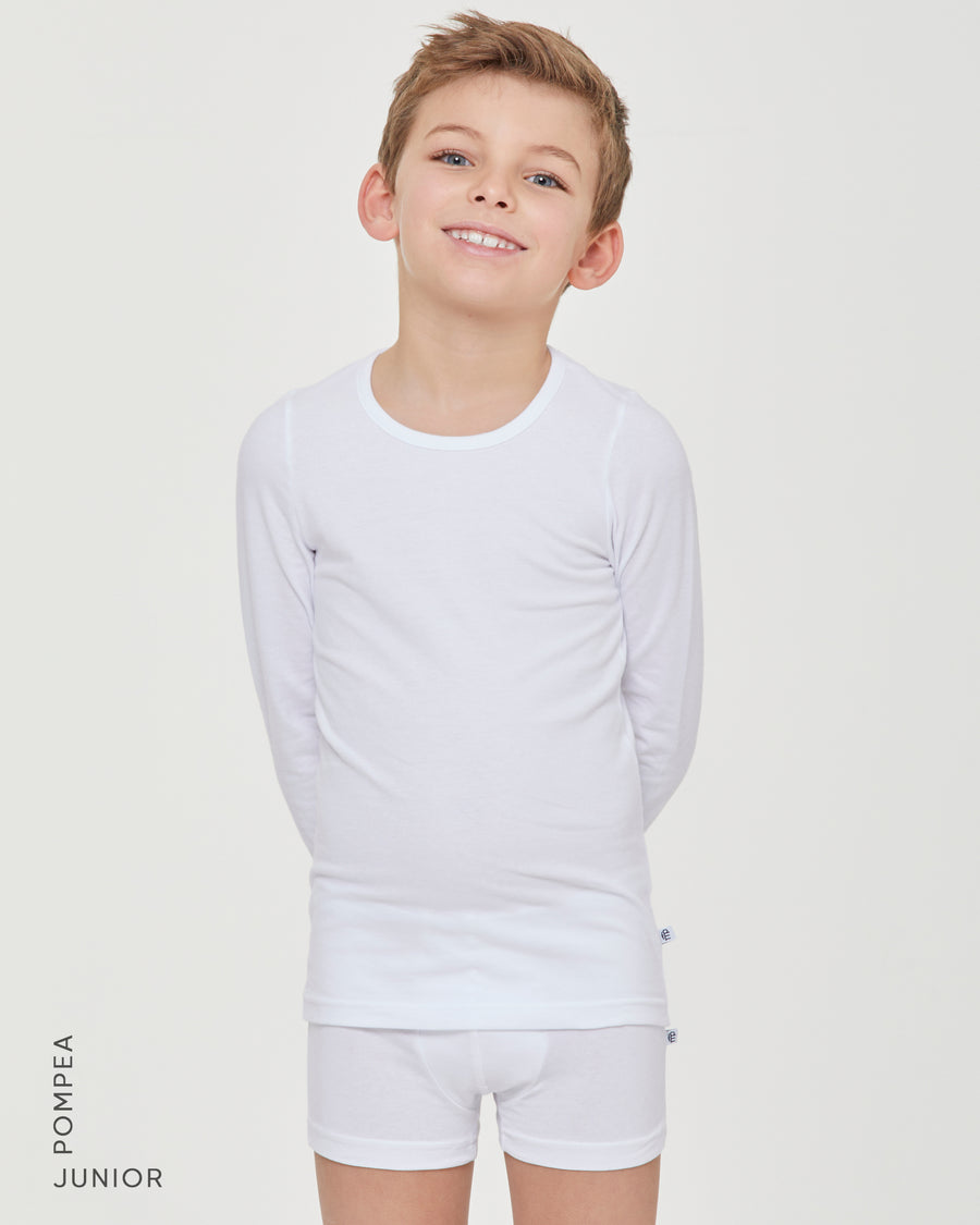 Boys warm organic cotton long-sleeve crew neck top