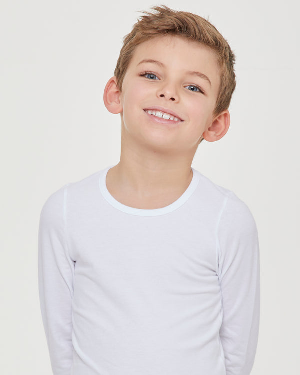 Boys warm organic cotton long-sleeve crew neck top