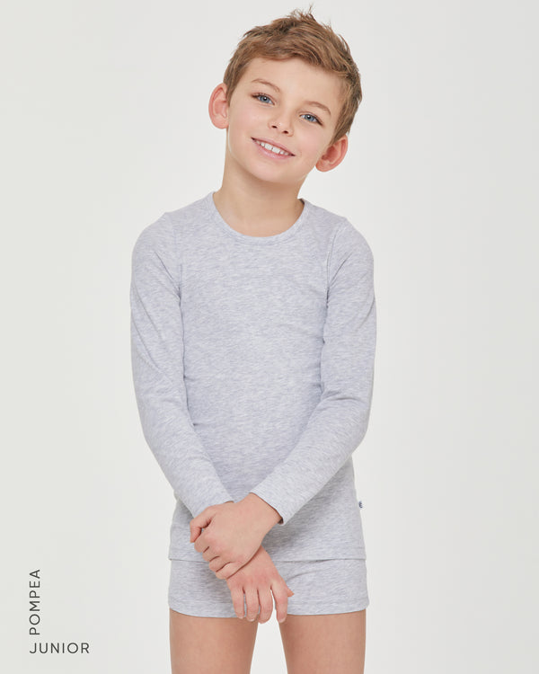 Boys warm organic cotton long-sleeve crew neck top
