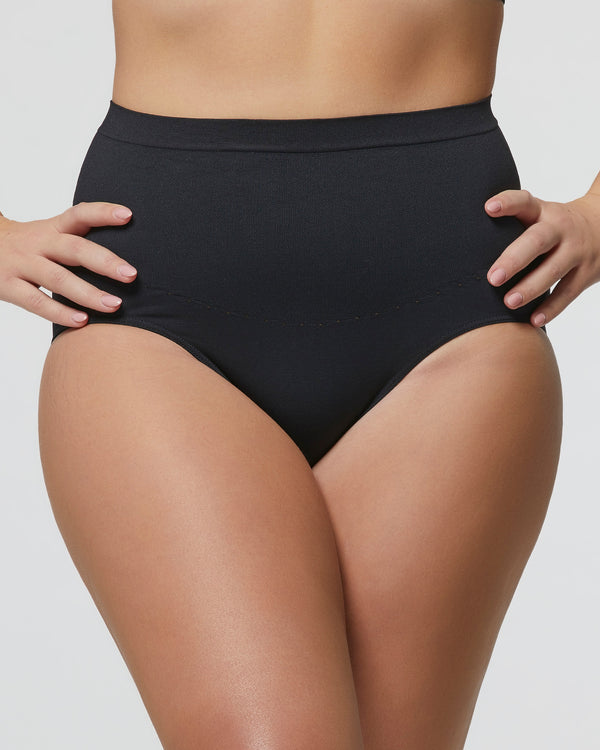 Seamless elasticated bikini briefs, odor control, black