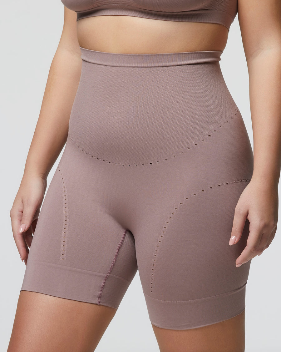 Mid-thigh sculpting shorts, Comfort Size, mauve colour