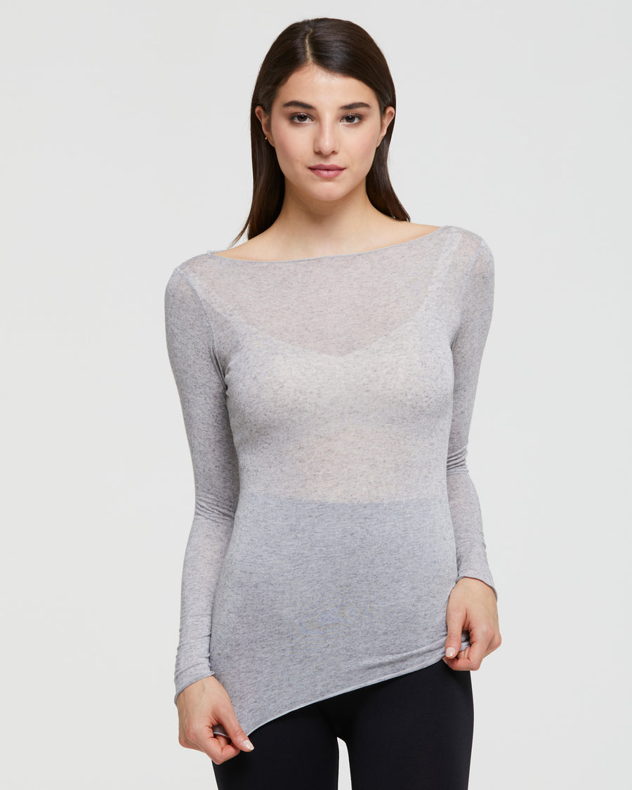 MODAL CASHMERE TOP WITH A BOAT NECK 