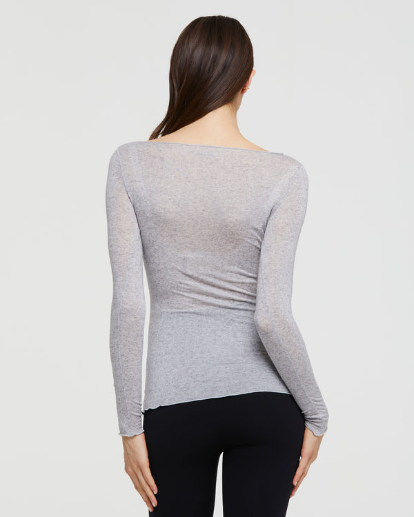 MAGLIA CON SCOLLO A BARCHETTA IN MODAL CASHMERE