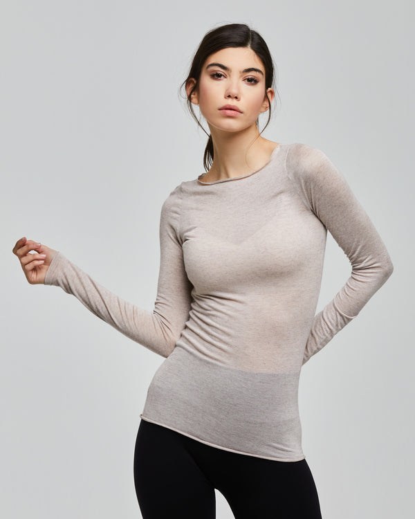 Modal cashmere boat neck top