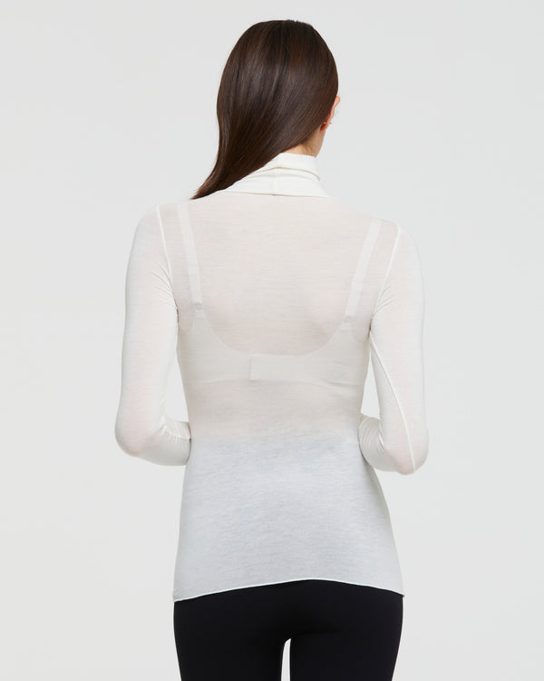 Women's turtleneck sweater  White modal cashmere turtleneck