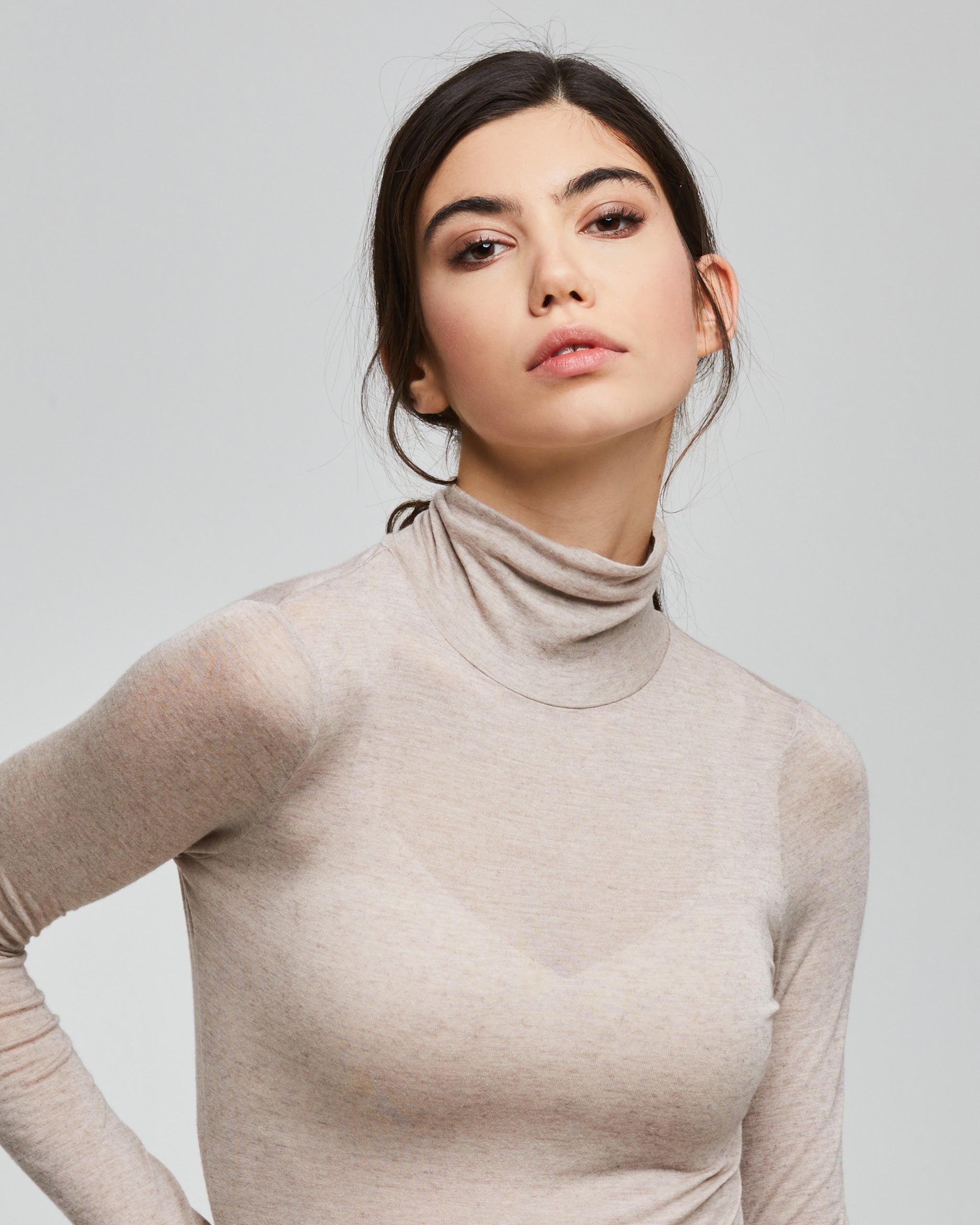 Pull col montant en cachemire modal