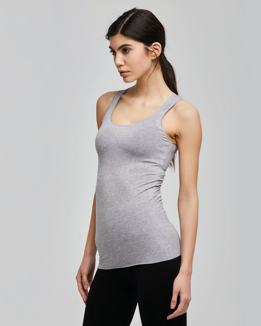 CANOTTA SPALLA LARGA SCOLLO TONDO IN MODAL CASHMERE