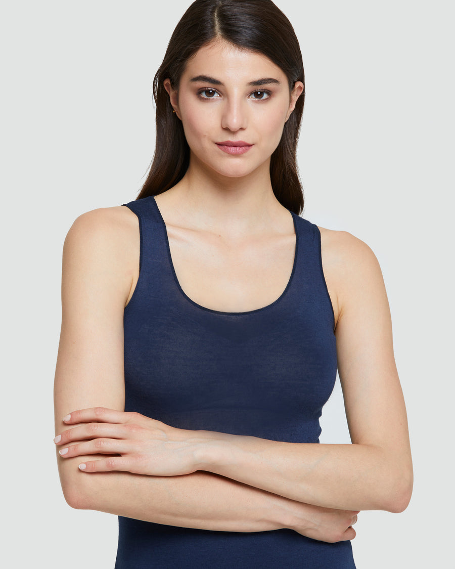 MELANGE CREW NECK MODAL CASHMERE VEST 