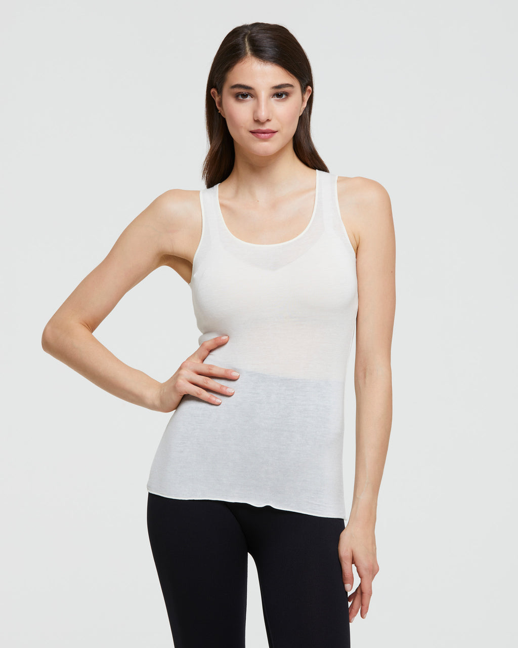 MELANGE CREW NECK MODAL CASHMERE VEST 