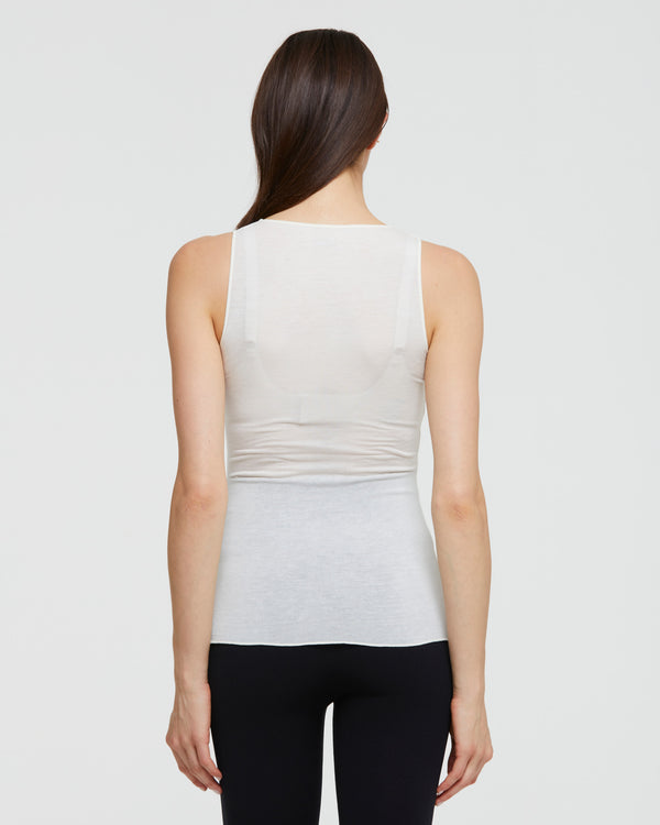 MELANGE CREW NECK MODAL CASHMERE VEST 