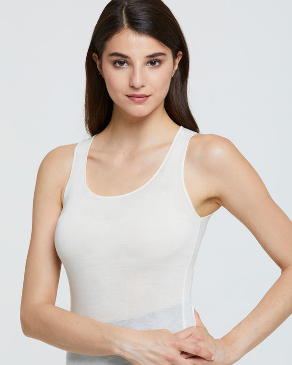 MELANGE CREW NECK MODAL CASHMERE VEST 