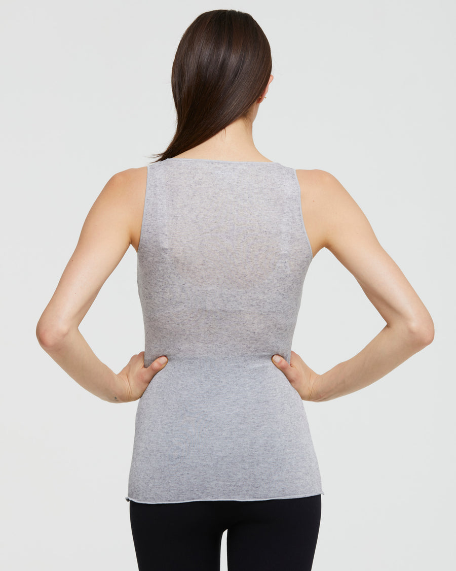 MELANGE CREW NECK MODAL CASHMERE VEST 